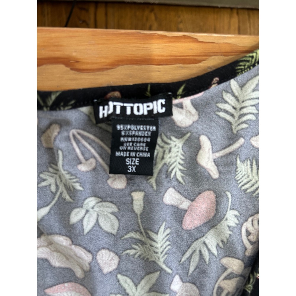Hot Topic 3X Woodland Mushroom  Long Sleeve Tiered Babydoll Dress Black - Picture 4 of 9